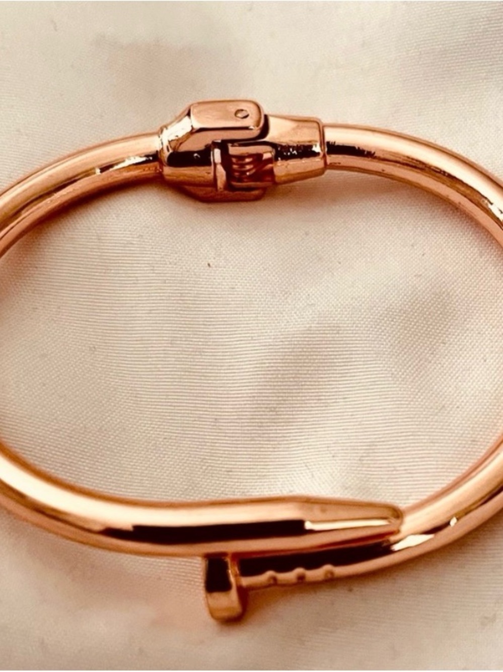 Rose Gold Nail-Style Bangle Bracelet - Women Jewelry